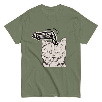 Skeleton Scratching Cat Head T-Shirt