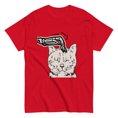 Skeleton Scratching Cat Head T-Shirt