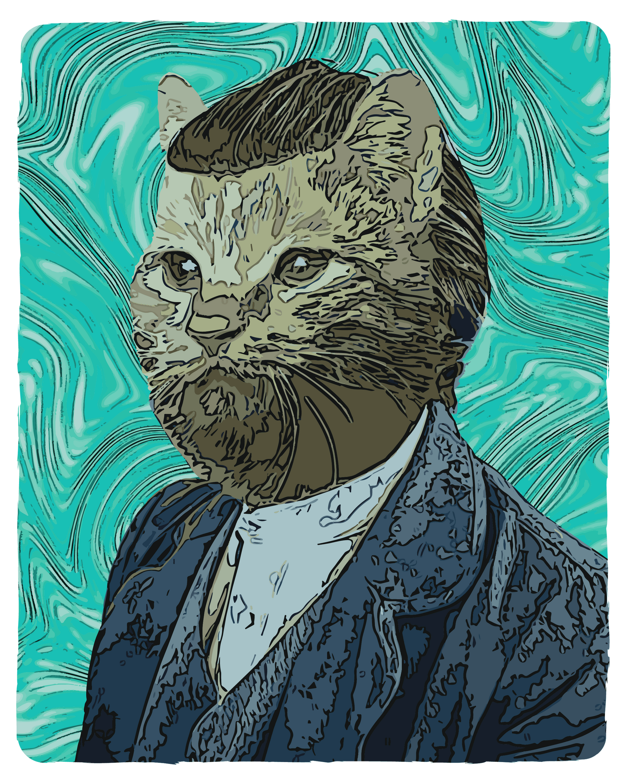 Van Gogh Self Portrait Cat T-Shirt