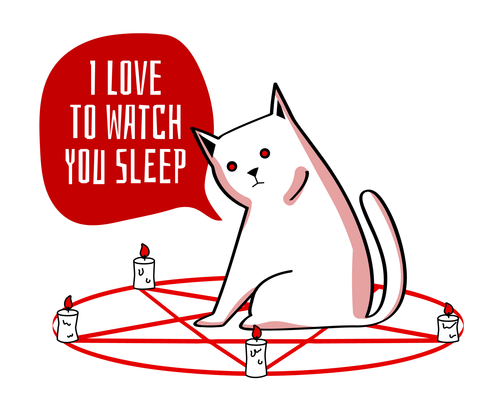 Watch You Sleep Pentagram Cat T-Shirt