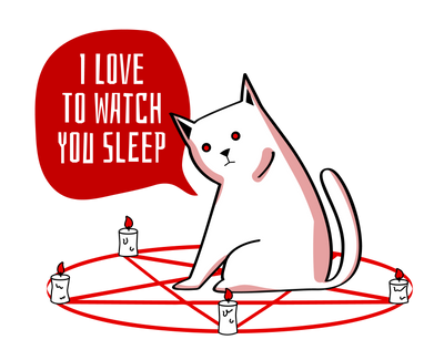 Watch You Sleep Pentagram Cat T-Shirt