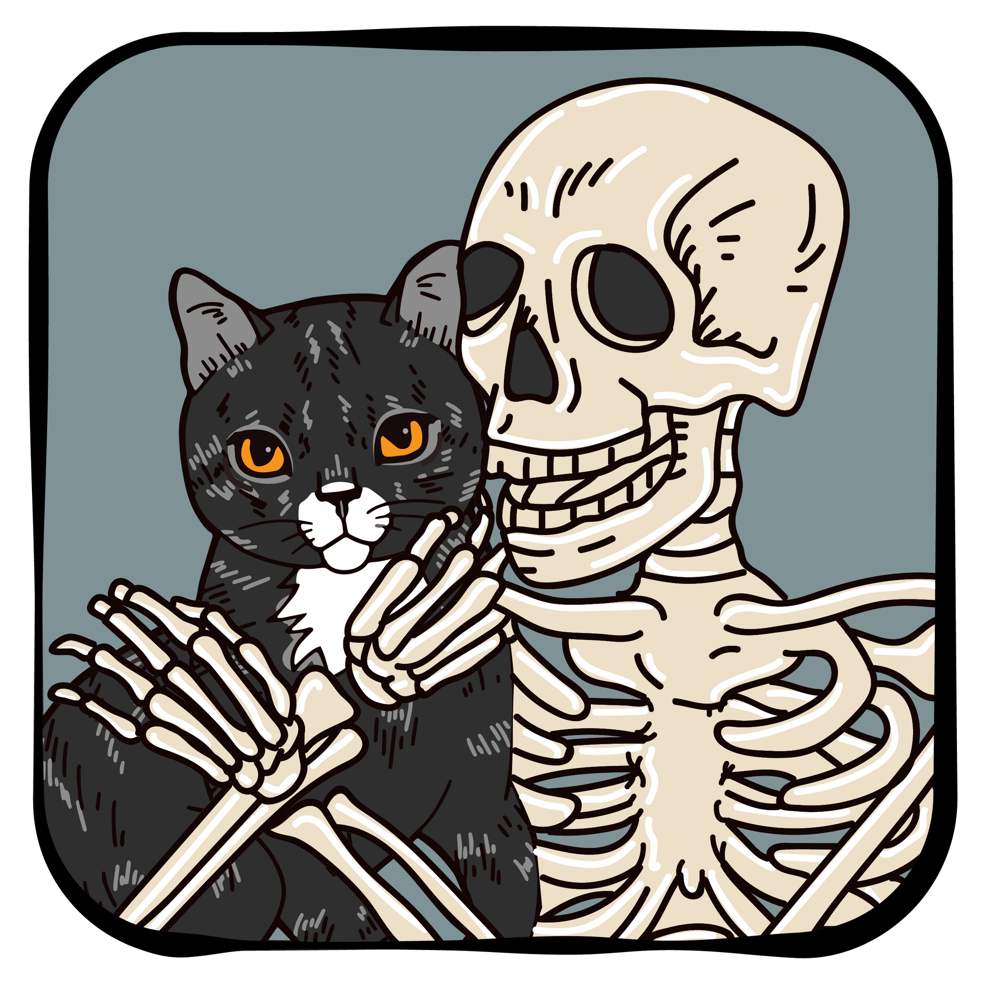 Cat and Skeleton Friends T-Shirt