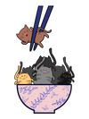 Chopsticks Bowl of Cats T-Shirt