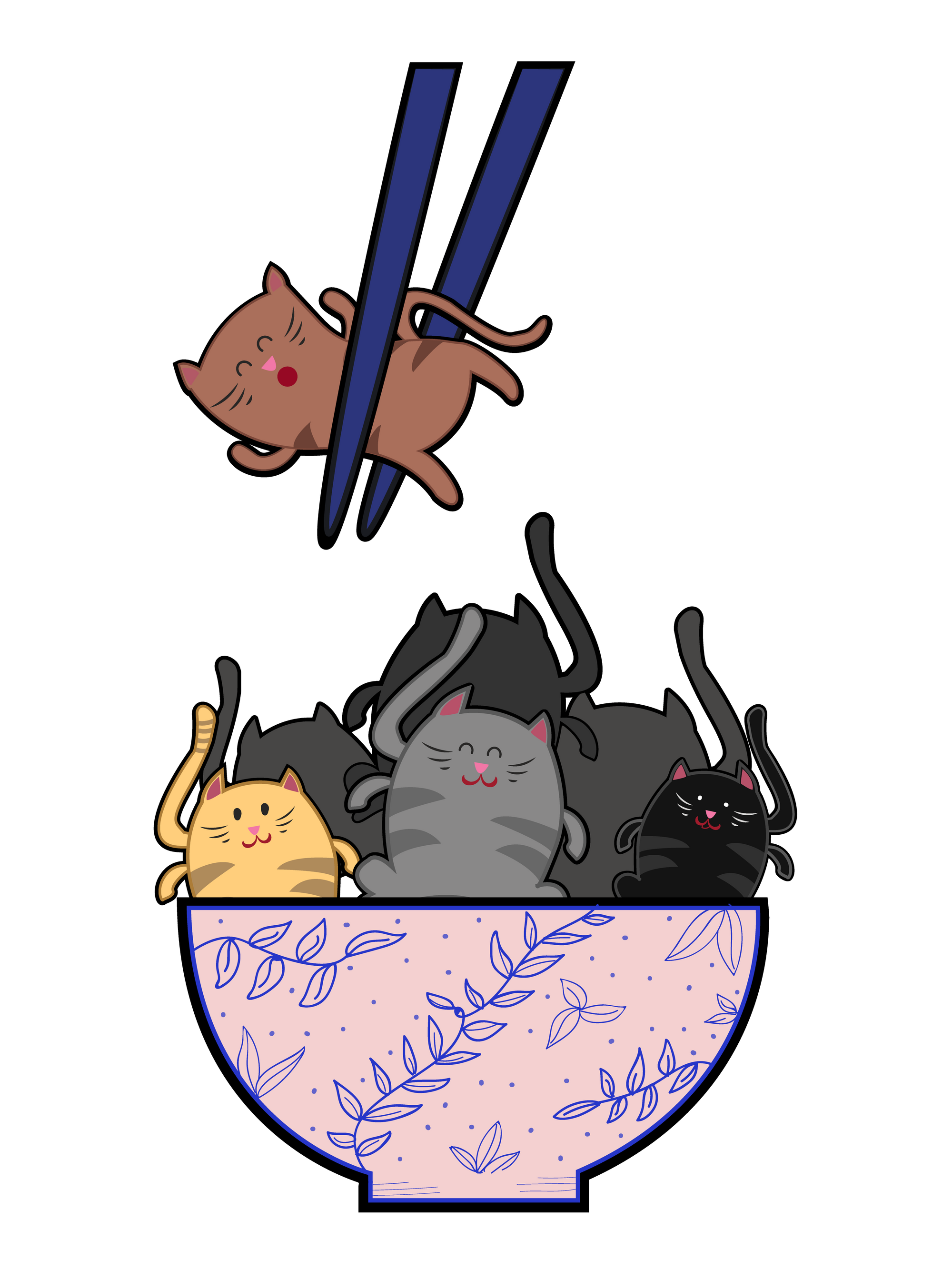 Chopsticks Bowl of Cats T-Shirt