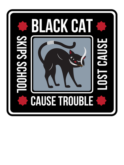 Black Cat Up To No Good T-Shirt