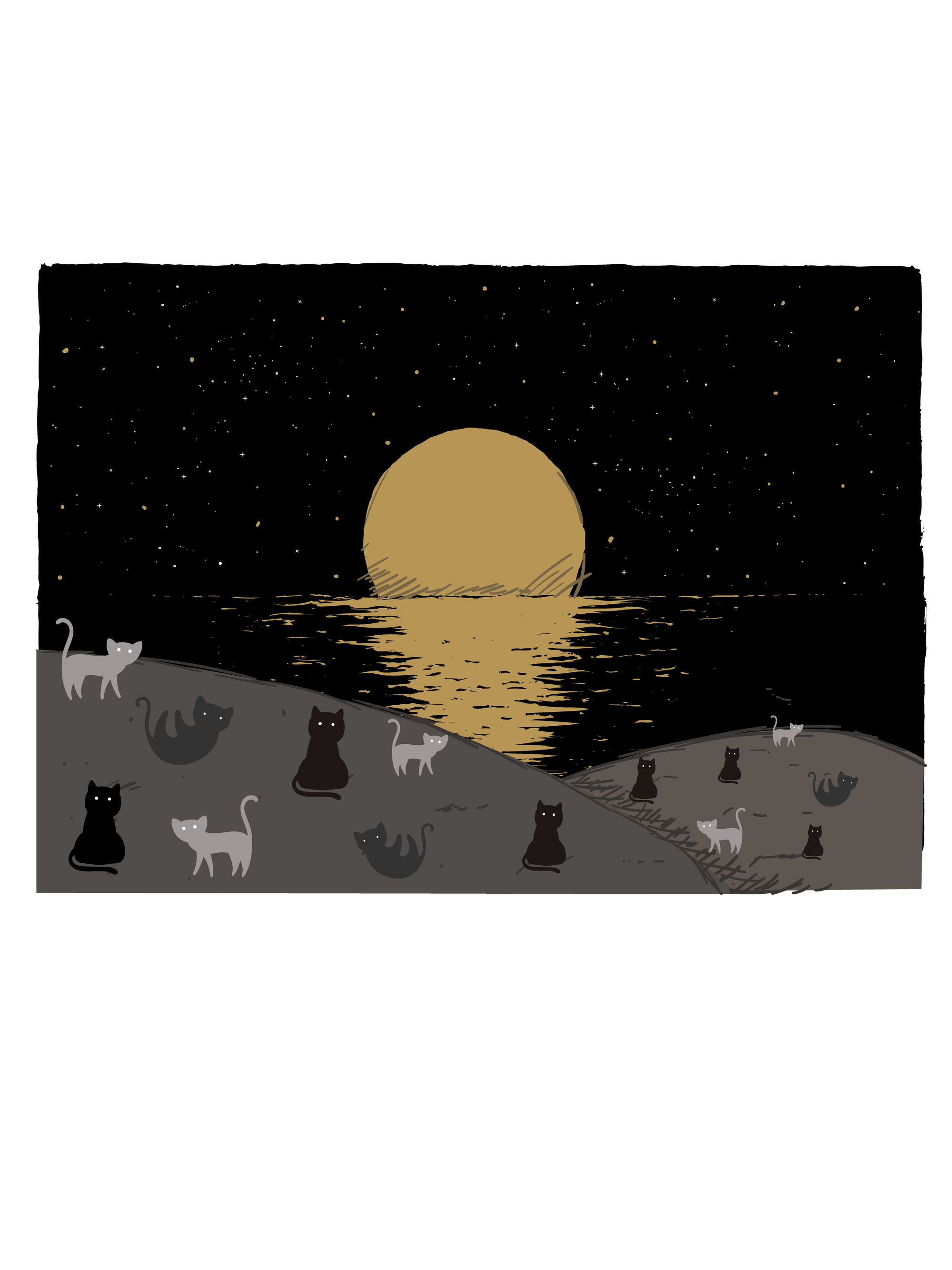 Moonlight Cats T-Shirt