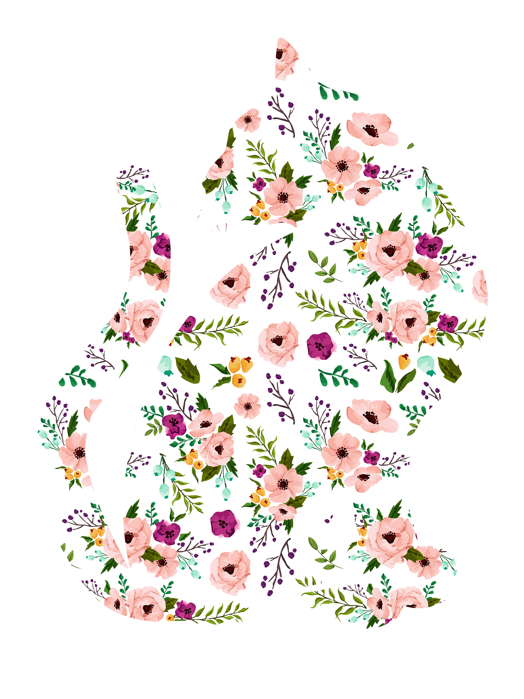 Flower Silhouette Cat T-Shirt