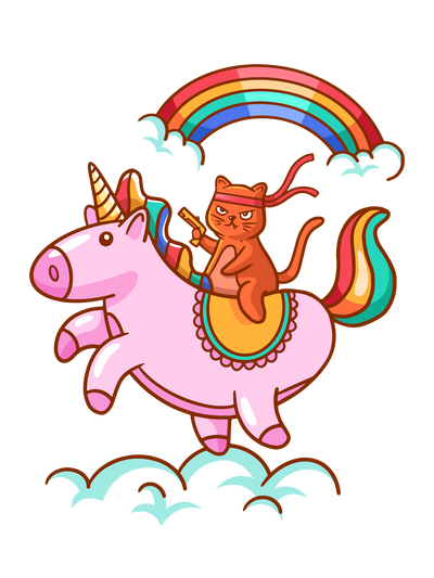 Unicorn Rainbow Battle Cat T-Shirt