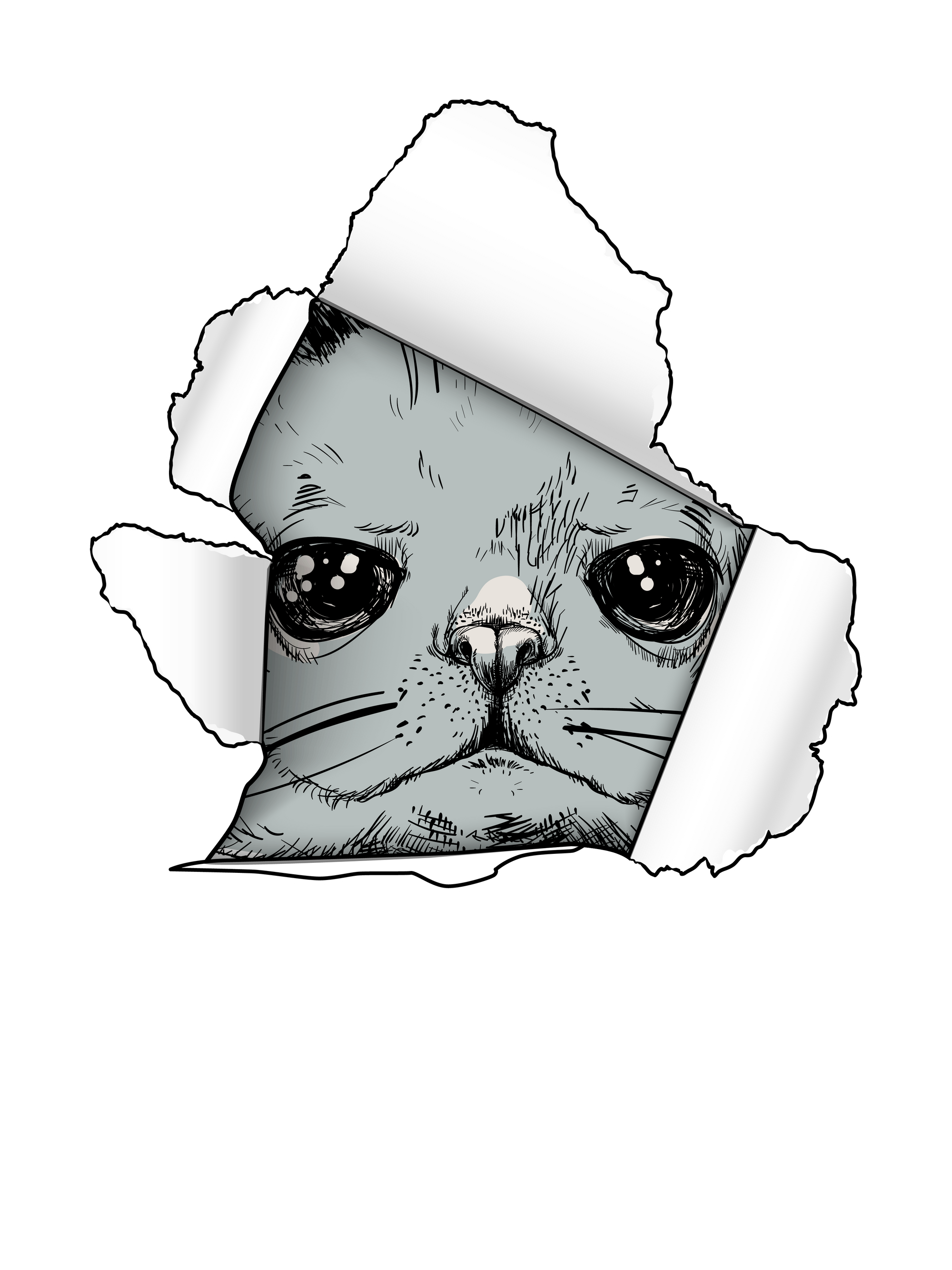 Cat Breaking Through T-Shirt