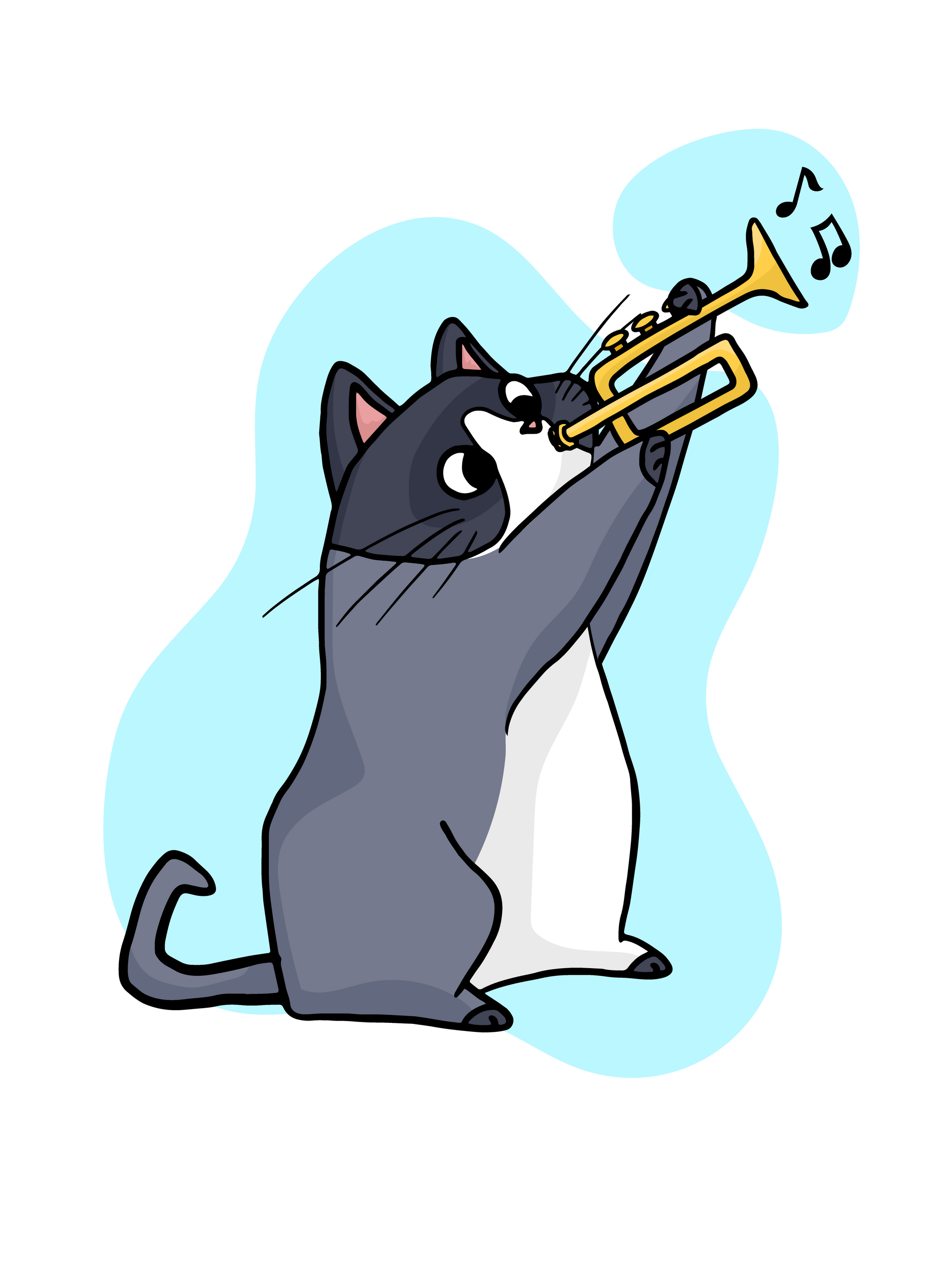 Trumpet Player Cat T-Shirt