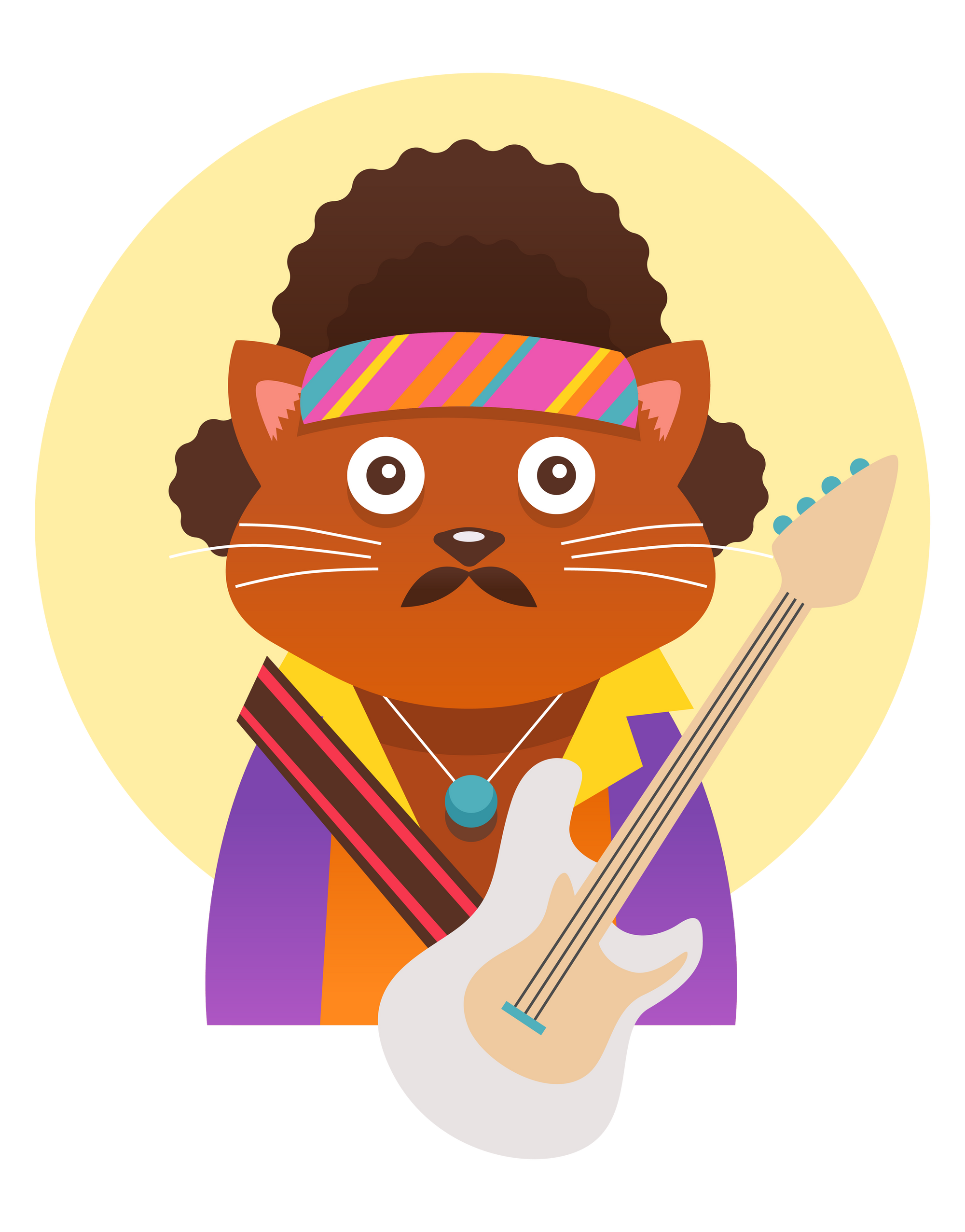 Jimi Hendrix Cat T-Shirt